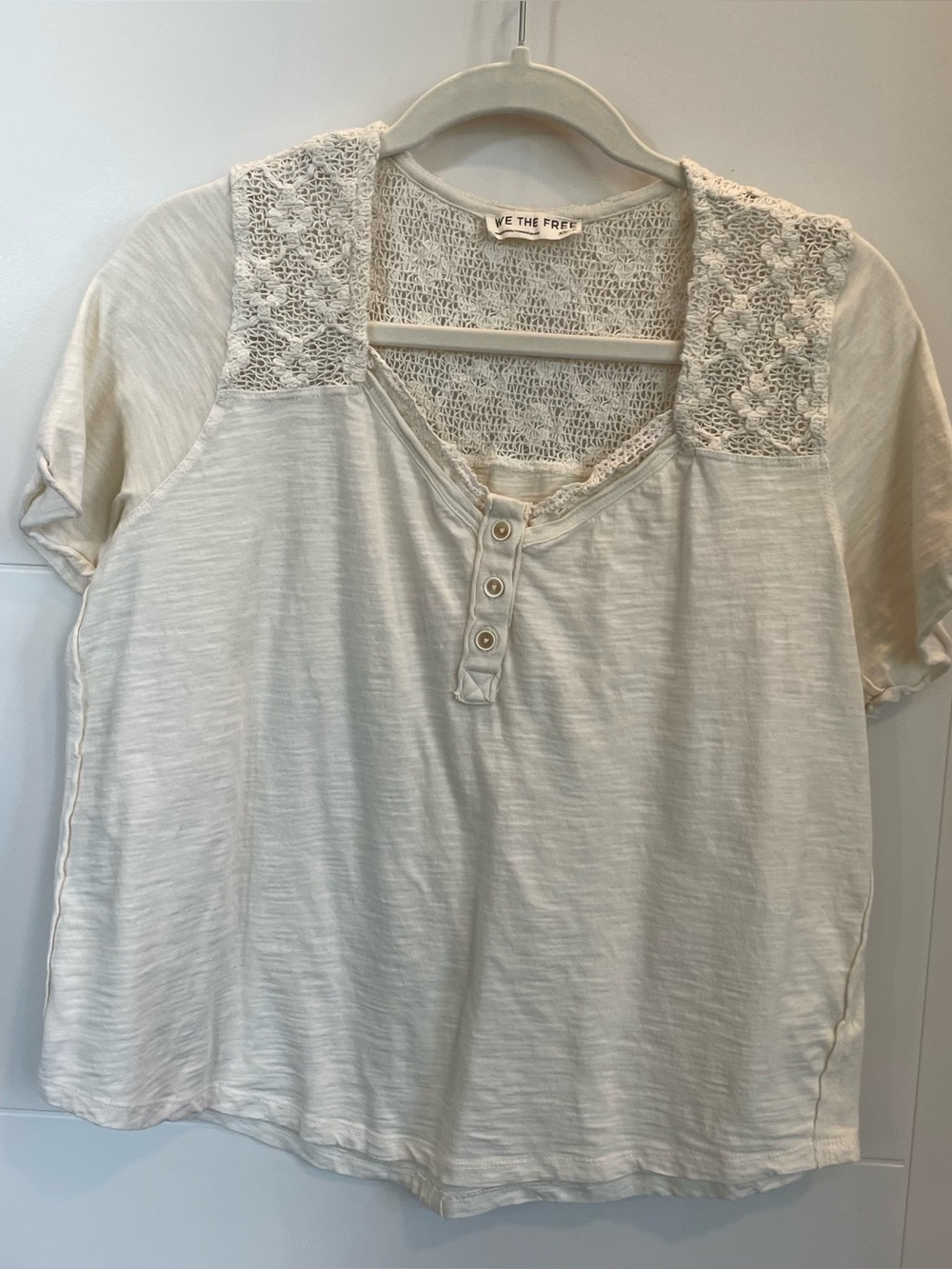 🔥WE THE FREE🔥Crochet Yoke Top, Size XS